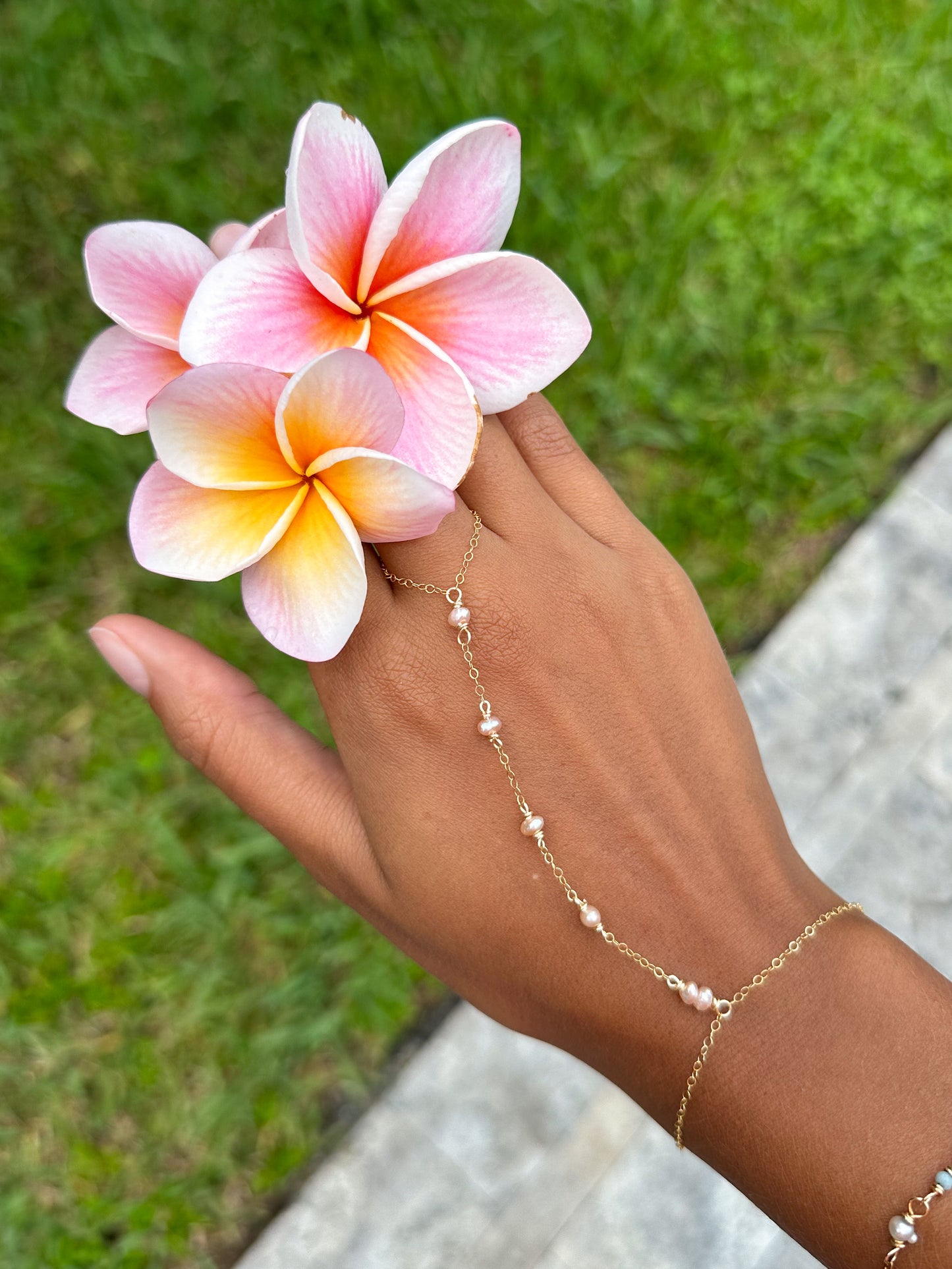 Pink Pearls Hand Chain